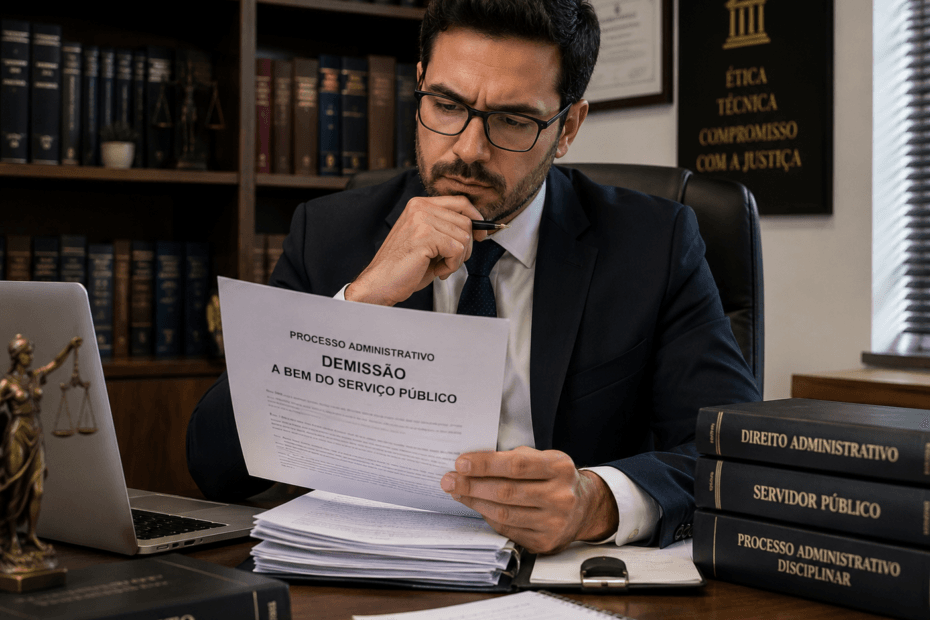 Advogado analisando processo de demissão a bem do serviço público — Marinho Marques Advogados, Belo Horizonte